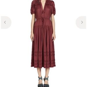 Ulla Johnson Burgundy Midi Dress